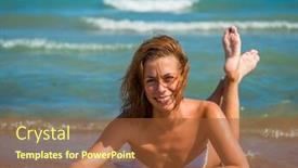  Presentation with classy - Slide deck featuring classy woman on the beach in vietnam background and a red colored foreground