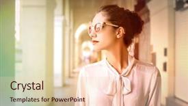  Presentation with classy - Cool new PPT layouts with classy woman walking backdrop and a lemonade colored foreground