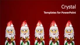  Presentation with santa claus and reindeers - Amazing slide deck having claus chocolate figurine on red backdrop and a black colored foreground