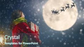  Presentation with child enjoy - PPT layouts featuring claus flying in his sleigh background and a  colored foreground