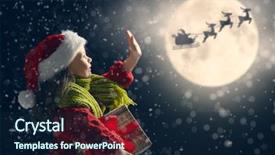  Presentation with merry christmas - Slides having claus flying in his sleigh background and a  colored foreground