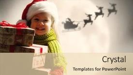  Presentation with child enjoy - Audience pleasing theme consisting of claus flying in his sleigh backdrop and a  colored foreground