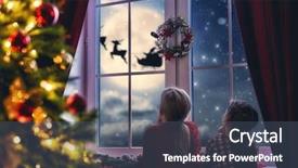  Presentation with flying - Slide deck consisting of claus flying in his sleigh background and a ocean colored foreground