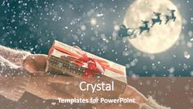  Presentation with night sky moon - Slide deck featuring claus flying in his sleigh background and a coral colored foreground