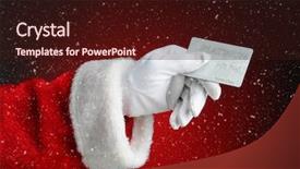  Presentation with emoney money traffic concept closeup - PPT theme featuring claus hand holding a platinum background and a wine colored foreground