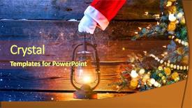  Presentation with oil lamp - Beautiful PPT layouts featuring claus hand holding vintage oil backdrop and a tawny brown colored foreground