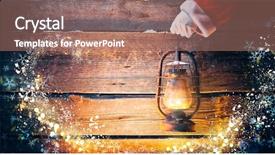  Presentation with oil lamp - Amazing PPT layouts having claus hand holding vintage oil backdrop and a coral colored foreground