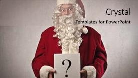  Presentation with question - Slide deck having claus holding a question mark background and a mint green colored foreground