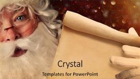  Presentation with santa - Audience pleasing presentation consisting of claus holding a santa list backdrop and a coral colored foreground