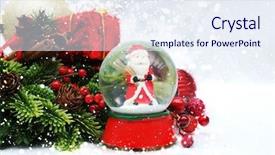  Presentation with santa claus holding scroll paper - Amazing PPT theme having claus in a snow globe backdrop and a sky blue colored foreground