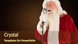  Presentation with santa claus and reindeers - PPT layouts with claus is singing christmas song background and a tawny brown colored foreground