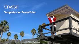  Presentation with santa - Presentation enhanced with claus life guard santa lifeguard background and a teal colored foreground