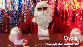  Presentation with santa claus holding scroll paper - Presentation consisting of claus mixing up some christmas background and a tawny brown colored foreground