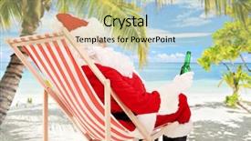  Presentation with beach toys on sand - Beautiful PPT layouts featuring claus on a beach chair backdrop and a mint green colored foreground