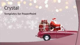 Presentation with merry christmas and new year - Beautiful PPT layouts featuring claus on car delivering christmas backdrop and a light gray colored foreground