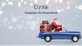  Presentation with santa - Slide deck featuring claus on car delivering christmas background and a sky blue colored foreground
