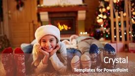  Presentation with santa claus and reindeers - Slide deck having claus relaxing on christmas eve background and a tawny brown colored foreground