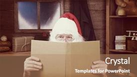  Presentation with santa - Amazing PPT theme having wreath reading - instagram style santa claus sitting backdrop and a coral colored foreground