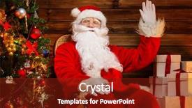  Presentation with santa - Presentation design featuring claus sitting on rocking chair background and a tawny brown colored foreground