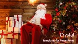  Presentation with santa - PPT theme consisting of claus sitting on rocking chair background and a  colored foreground
