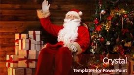  Presentation with santa - Cool new PPT theme with claus sitting on rocking chair backdrop and a wine colored foreground