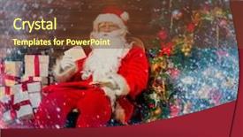  Presentation with santa - Slide deck featuring claus sitting on rocking chair background and a tawny brown colored foreground