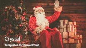  Presentation with santa claus and reindeers - Slide deck featuring old wooden blue door in gordes provence france background and a light gray colored foreground