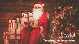  Presentation with santa claus and reindeers - Colorful PPT theme enhanced with claus sitting on rocking chair backdrop and a  colored foreground