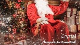  Presentation with santa claus holding scroll paper - Slide set consisting of claus sitting on rocking chair background and a tawny brown colored foreground