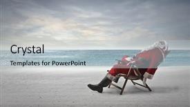  Presentation with sleeping - Amazing slide set having claus sleeping at the beach backdrop and a light blue colored foreground