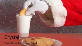  Presentation with santa claus and reindeers - Theme with claus with milk and cookies background and a red colored foreground