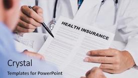  Presentation with health insurance - Cool new slide set with clauses of a health insurance backdrop and a light blue colored foreground