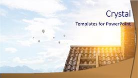  Presentation with brick - Presentation theme enhanced with clay bricks - house brick roof mixed media background and a sky blue colored foreground