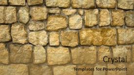  Presentation with stacked stone wall - Theme enhanced with clay bricks - stone wall background background and a gold colored foreground