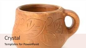  Presentation with clay - Presentation theme consisting of clay cup isolated on white background and a coral colored foreground