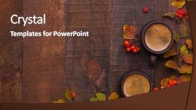  Presentation with coffee borders - Presentation design featuring clay cups of black coffee background and a tawny brown colored foreground