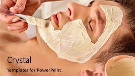  Presentation with face mask - Cool new PPT layouts with clay face boy in therapy backdrop and a coral colored foreground