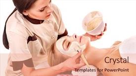  Presentation with facial - Cool new presentation theme with clay facial mask in beauty backdrop and a coral colored foreground