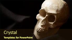  Presentation with skull - Beautiful PPT theme featuring clay-figure-of-a-human backdrop and a wine colored foreground