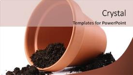  Presentation with soil - Presentation design with clay flower pot with soil background and a coral colored foreground