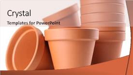  Presentation with clay - Colorful presentation enhanced with clay flower pots isolated backdrop and a lemonade colored foreground