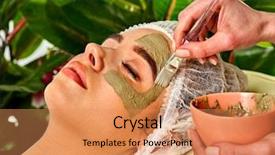  Presentation with face mask - Audience pleasing PPT theme consisting of clay full face in therapy backdrop and a coral colored foreground