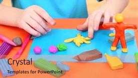  Presentation with clay - PPT layouts enhanced with clay models - child moulds from plasticine background and a coral colored foreground