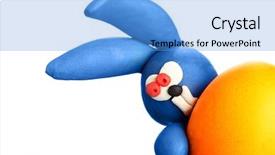  Presentation with rabbit - Slide deck with clay models - plasticine rabbit with easter egg background and a  colored foreground