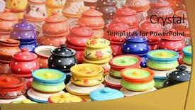  Presentation with parts - Slide deck featuring clay pot - colorful hand made parts background and a coral colored foreground