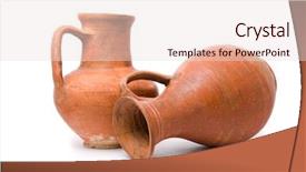  Presentation with clay - Colorful PPT layouts enhanced with clay pot - jugs on white background backdrop and a lemonade colored foreground