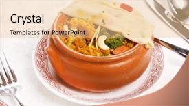  Presentation with rice experimental - PPT theme with clay pot - rice with nuts background and a lemonade colored foreground