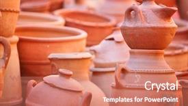  Presentation with fair - Theme featuring clay pots and kitchenware background and a coral colored foreground