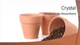  Presentation with springtime - PPT theme consisting of clay pots waiting to be background and a white colored foreground