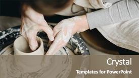  Presentation with spinning wheel - Presentation design featuring clay potter's wheel background and a violet colored foreground